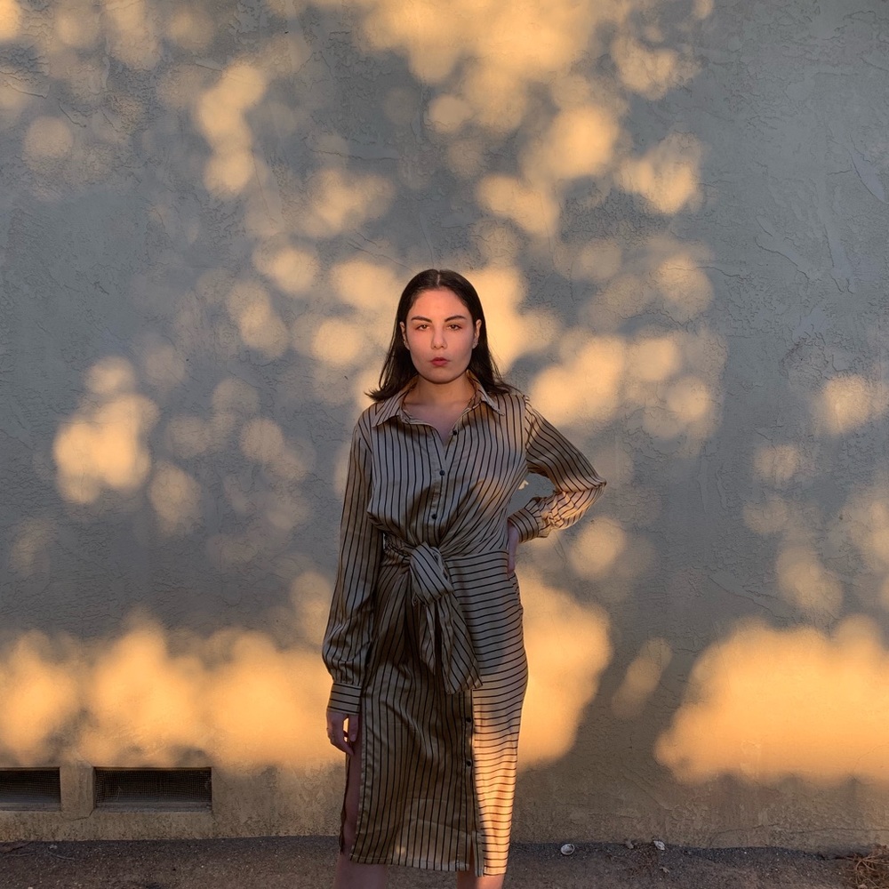 LULUS //STRIPED GOLD DRESS